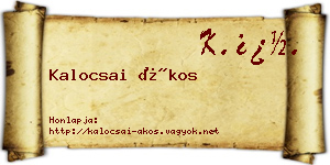 Kalocsai Ákos névjegykártya